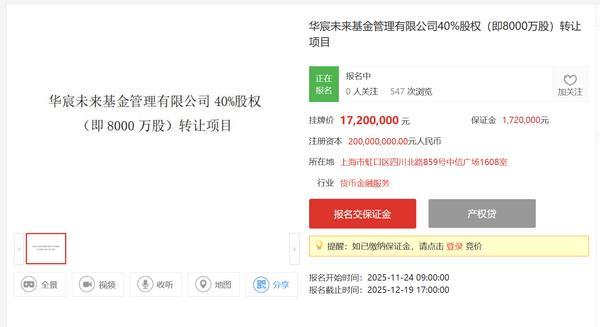 
南京东部战区总医院黄牛号贩子票贩子代网上预约代挂号电话华宸信托拟挂牌转让华宸未来基金40%股权 挂牌价为1720万元