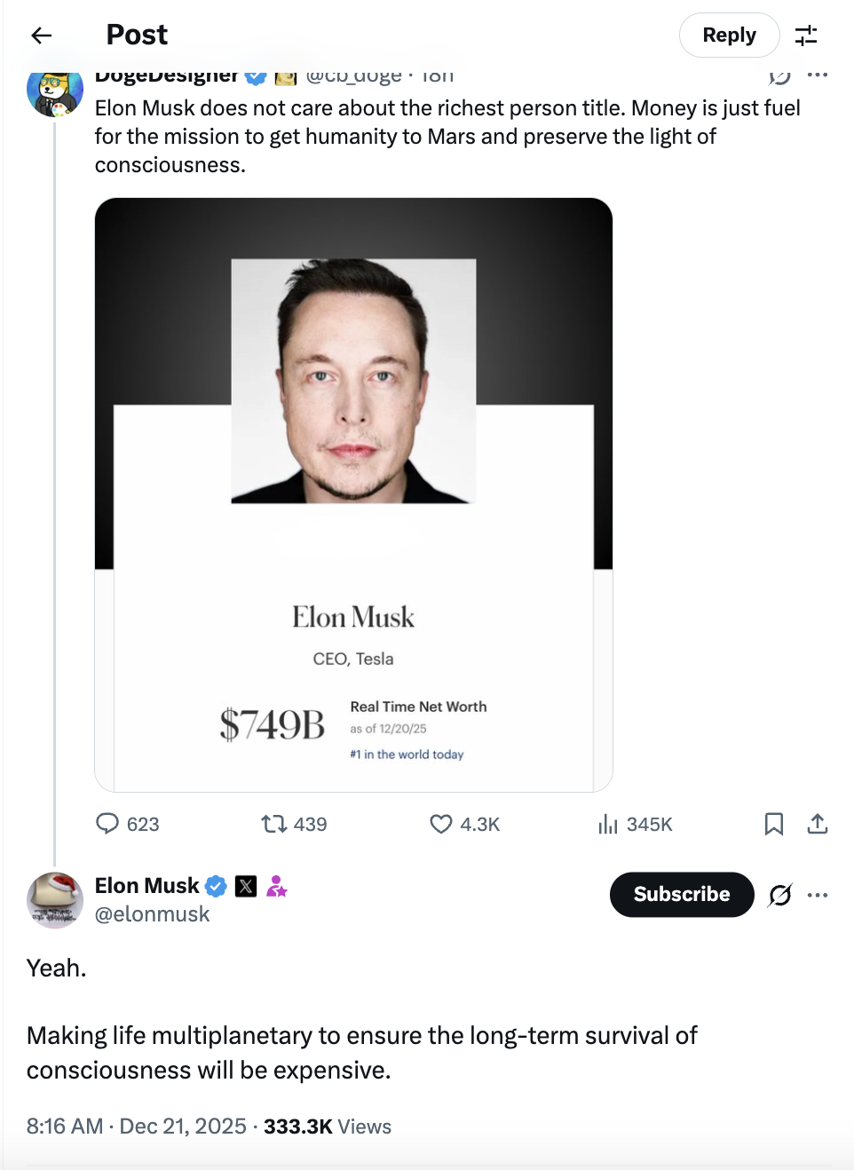 
中国中医科学院西苑医院洪霞刘红梅郭德海张翠珍李亚俐黄牛挂号电话史上首位身家超7000亿美元富豪！马斯克千亿美元薪酬方案获恢复