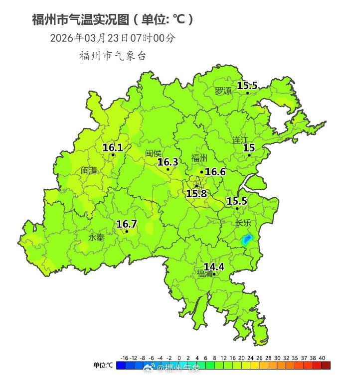 福州今日天气阴 气温22~16℃