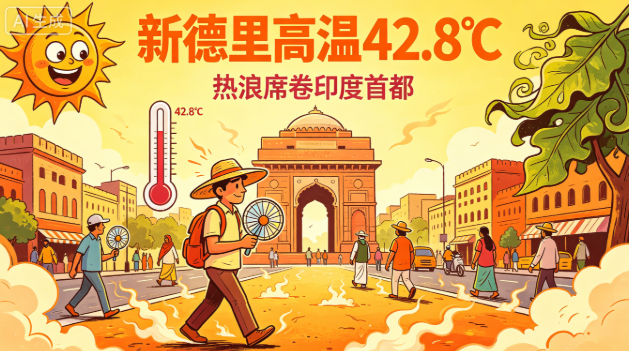 42.8度 印度新德里创近年来4月最高温纪录
