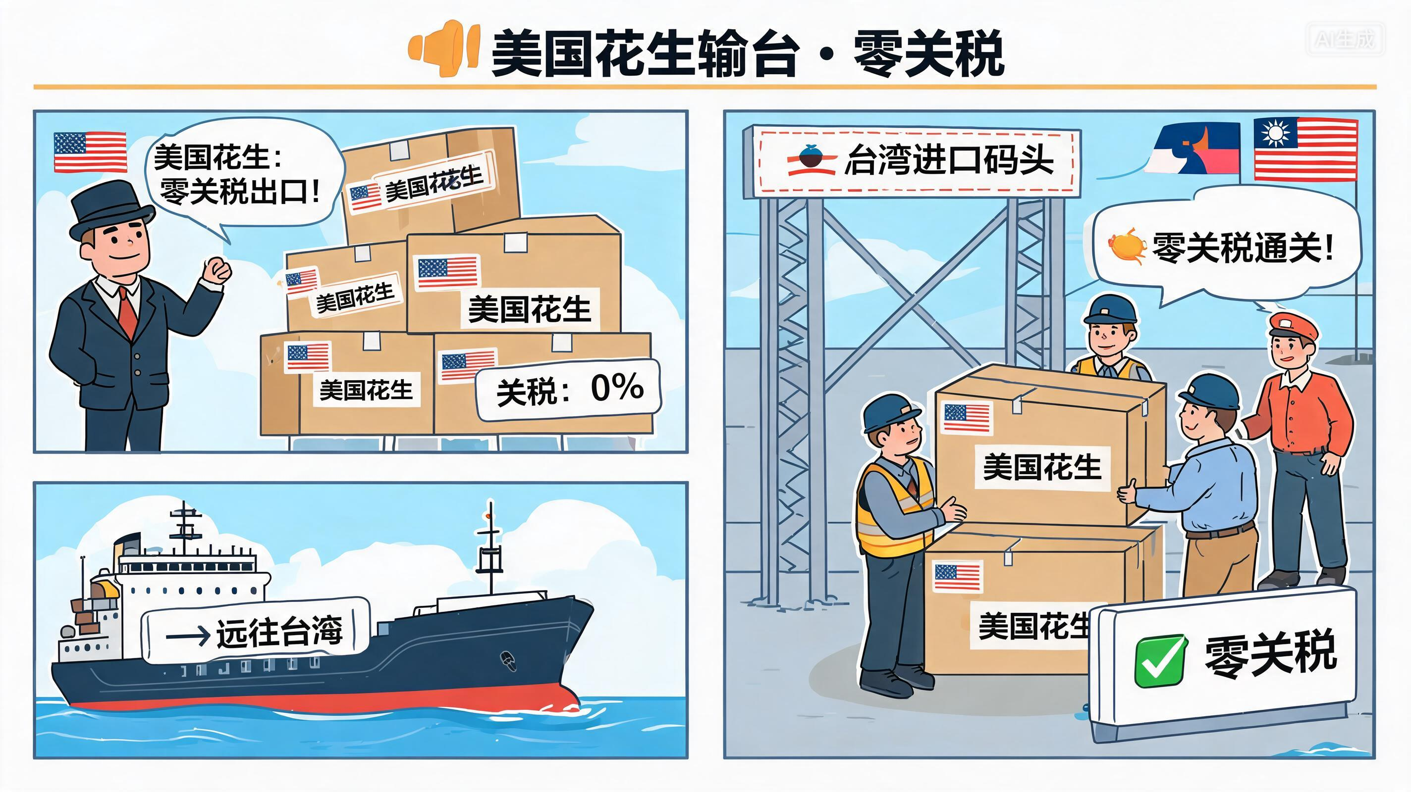 美国花生将零关税输台 赖当局舔美连绿营民代也看呆