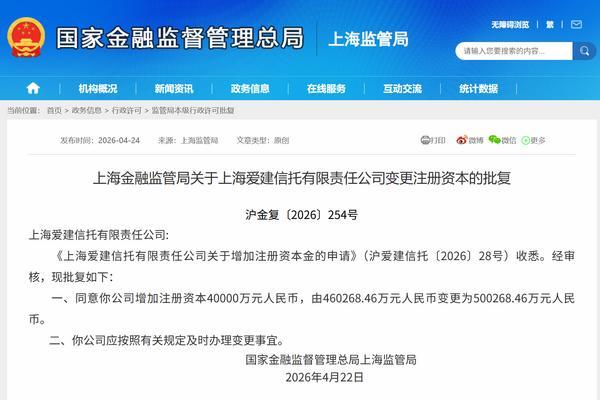 
上海东方医院黄牛号贩子票贩子代网上预约代挂号电话爱建信托增资获批 注册资本变更为50.03亿元
