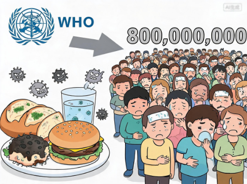 世卫组织说不安全食品每年导致超8亿人患病