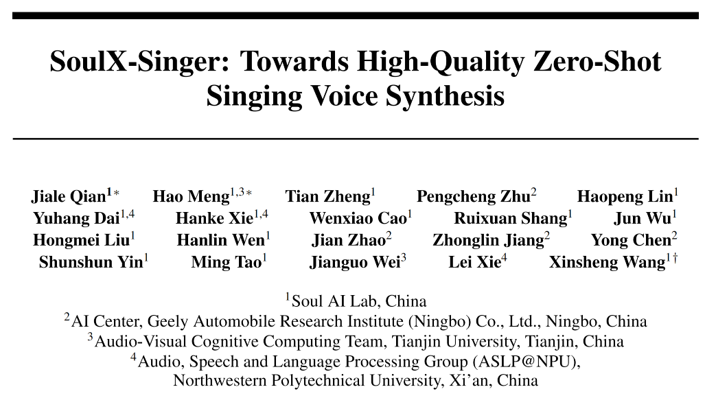 
中国医学科学院苏凯邱斌刘文胜刘杰黄牛挂号电话支持普通话、英语和粤语零样本歌声合成，Soul App 联合吉利汽车研究院人工智能中心（AIC）、天津大学及西北工业大学
